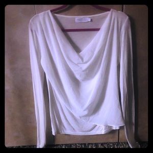 Velvet  white chiffon overlay top